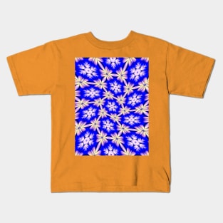 Blue and White Flower Pattern Kids T-Shirt